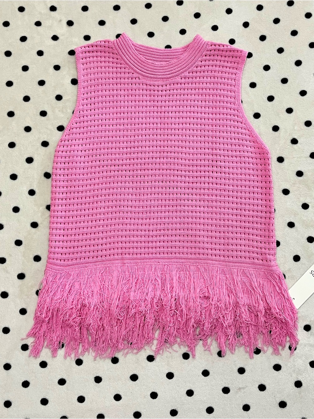 Saodimallsu Pink Crochet Fringe Top Size XL NWT